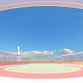 Modern Outdoor Stadium With Running Track Green Field For Fitness Activities