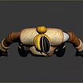 Game Movie Character In Orange Coat Green Pants Black Gloves And Yellow Headpiece