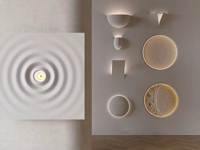 Modern Wall Lamps With Circular Textured Surfaces Various Designs And Soft Warm Lighting 3d model