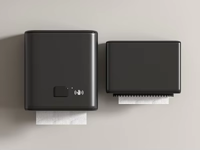 Two Black Automatic Towel Dispensers With Tissues 3d model