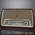 Vintage Electronic Radio With Retro Design Red Beige Knobs And Tuning Dial