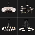 Modern Chandelier Designs With Multiple Lights Metal Frames And Fabric Shades