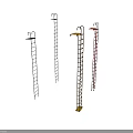Metal Ladders With Various Sizes Designs And Colors On White Background