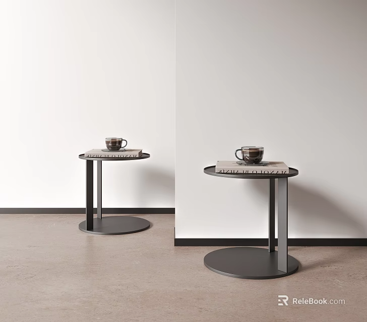 Modern Black Side Table with Round Top Metal Frame and Sleek Design 3d model