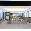 Modern Dessert Shop Interior With Bright Lighting Large Windows Glass Display Cases And Fresh Desserts