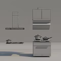 Different Modern Kitchen Appliances Featuring Range Hood Cooktop And Oven Units