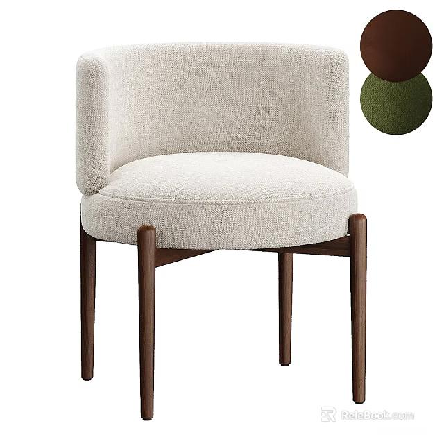 Stylish Beige Accent Chair Upholstered With Armrests And Wooden Legs Modern Design 3d model 