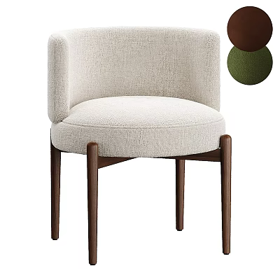 Stylish Beige Accent Chair Upholstered With Armrests And Wooden Legs Modern Design 3d model