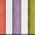 Colorful Braided Cylindrical Industrial Equipment Tubes in Red Purple Green Hues