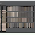Modern Minimalist Gray Display Shelves Design With Multiple Compartments And Drawers 3d model