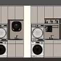 Modern White Bathroom Cabinet Rack With Washing Machines And Sinks Storage Design