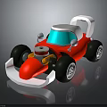 Red Playful Toy Car With White Seat Blue Windshield And Black Wheels
