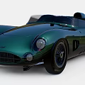 Green Classic Open Top Sports Car With Streamlined Bodywork And Vintage Design
