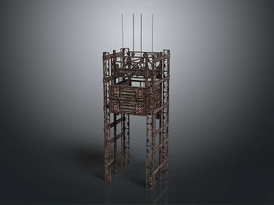 Industrial Metal Frame Tower With Multi Layer Scaffolding Structure Support Legs And Vertical Top Poles 3d model