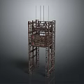Industrial Metal Frame Tower With Multi Layer Scaffolding Structure Support Legs And Vertical Top Poles 3d model