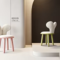Modern Kids Chairs With Bunny Ears Design Soft White Seats And Pink Green Legs