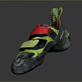 Professional Climbing Shoes With Green Red Straps And Grippy Sole For Rock Climbing