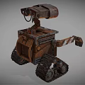 Rusty Tracked Robot With Mechanical Arm And Binocular Eyes Design 3d model