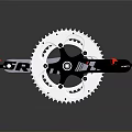 Bicycle Crankset With White Chainring Black Arms Red KMC Components And Sturdy Design
