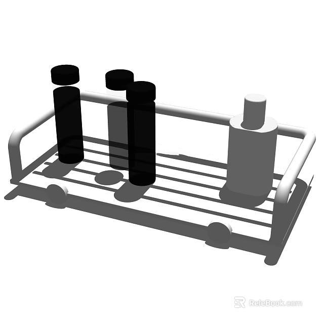 Bathroom Accessories Organizer Rack With Metal Frame And Multiple Bottles 3d model 