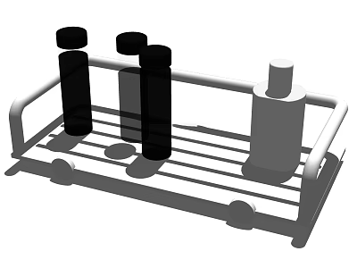 Bathroom Accessories Organizer Rack With Metal Frame And Multiple Bottles 3d model