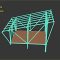 Simple Yellow Metal Frame Truss Structure With Red Corrugated Roof 3d model