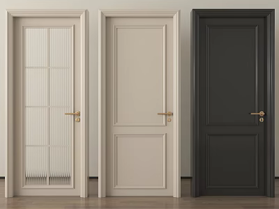Modern Hinged Doors in Various Colors and Designs with Golden Handles for Home Interior 3d model