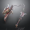 Mythical Dragon Head Chain Weapon With Spiked Hammer And Intricate Metal Design