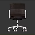Modern Brown Leather Office Chair With Metal Frame Armrests And Rolling Wheels