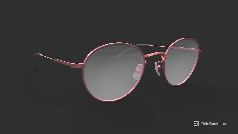 Stylish Rose Gold Round Frame Sunglasses With Gradient Tinted Lenses 3d model 