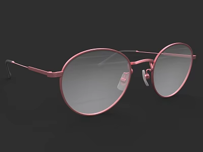 Stylish Rose Gold Round Frame Sunglasses With Gradient Tinted Lenses 3d model
