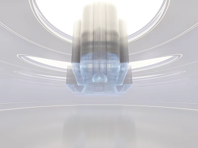 Futuristic Technological Projection Monitoring System With Transparent Structure And Line Based Composition In White Space 3d model