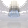 Futuristic Technological Projection Monitoring System With Transparent Structure And Line Based Composition In White Space