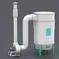 Industrial Drying Equipment Cylindrical Body With Connected Pipe Green Support Legs And Motor Component