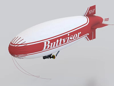 White And Red Blimp With Buttyvisor Logo 3d model