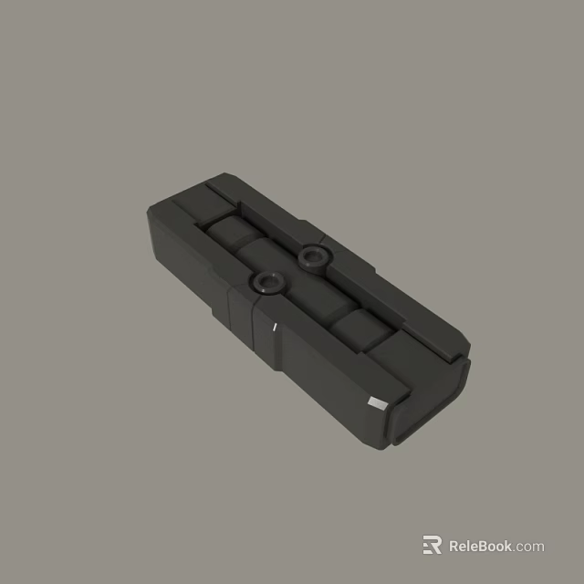 Black Rectangular Industrial Mechanical Part With Cylindrical Structures And Circular Holes 3d model 