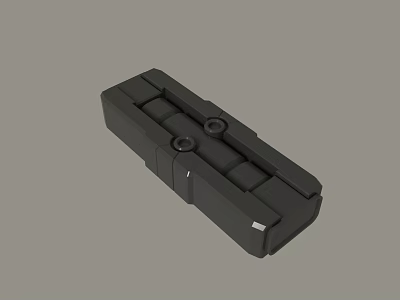 Black Rectangular Industrial Mechanical Part With Cylindrical Structures And Circular Holes 3d model