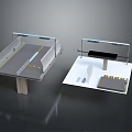 Airport Baggage Conveyor System Components With Metal Frames And White Platforms 3d model