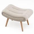 Gray Yellow Upholstered Ottoman With Modern Wooden Legs And Soft Padding