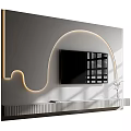 Modern TV Background Wall With Curved Lighting And Decor