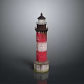 Nautical Style Lighthouse Inspired Decorative Furniture With Red White Stripes And Black Top
