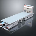 Silver Flatbed Trailer Design With Long Platform Multiple Wheels And Lights