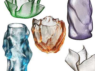 Colorful Ceramic Vessels With Various Shapes And Textured Surfaces For Home Decor 3d model