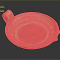 Traditional Ceramic Sculpture Carving Featuring Red White Decorative Patterns On Bowl With Handle And Cracks