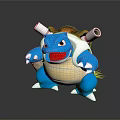 Blastoise 3D Character With Blue Body Brown Shell White Back Cannons And Yellow Belly 3d model