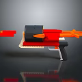 Colorful Assembled Toy Gun With Red Black Orange Body And White Grip For Household Use