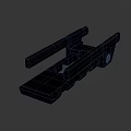 Black Metal Mechanical Component With Parallel Bars Holes And Fastening Screw
