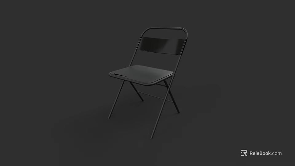 Modern Black Folding Armchair With Sturdy Steel Frame And Comfortable Seat 3d model 