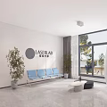 Modern Hospital Outpatient Clinic Waiting Area With Comfortable Seats And Green Plants