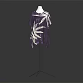 Stylish Purple Tunic With White Leaf Pattern On Mannequin Dark Background
